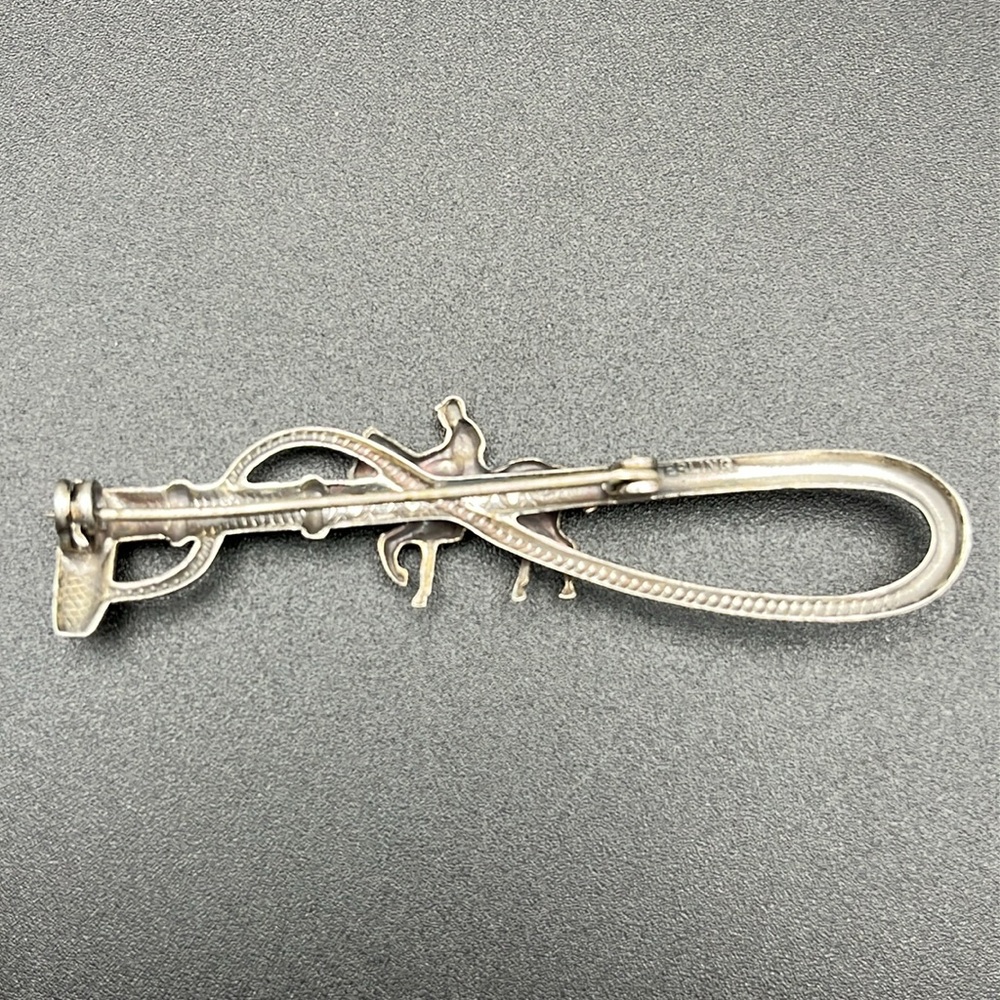 Sterling silver jockey on horse riding crop brooch vintage 2.5 inches - Picture 5 of 9